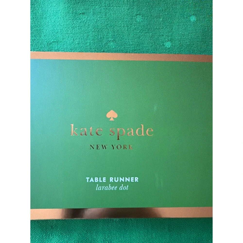 Kate Spade Table Runner Green Larabee Dot Polka Dot 15x72 Cotton Blend NEW‎